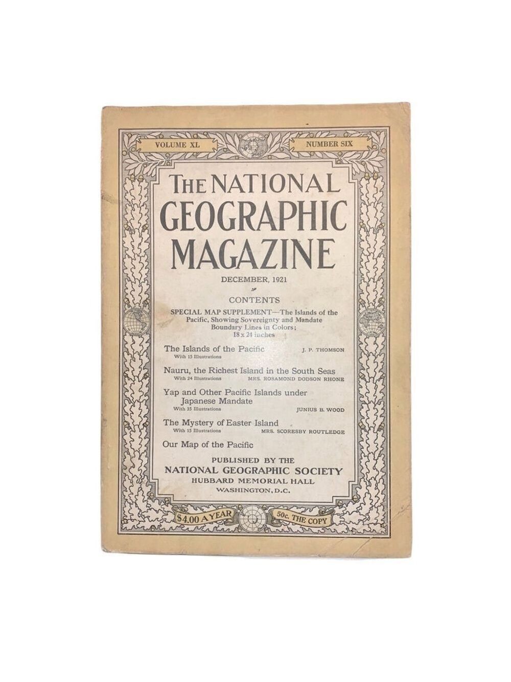 Dec 1921 National Geographic Magazine, no map
